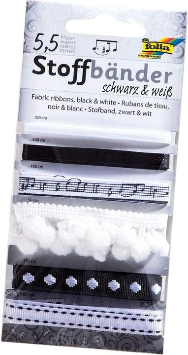 Produktbild Folia Stoffbänder Set schwarz/weiss (Geschenkband, 1 x)