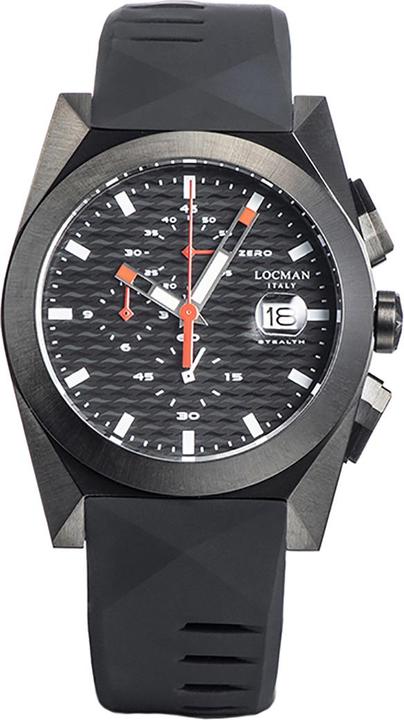 Actual product image Locman Italy Men's Watch Stealth Chrono Black PVD Ref. 0812 (Chronograph, 41 mm)