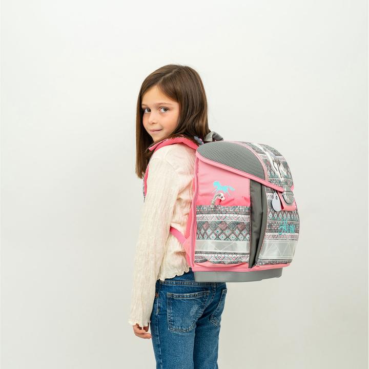 Produktbild Belmil CLASSY Schulrucksack 4-teiliges-Set Horse Aruba Blue (19 l)
