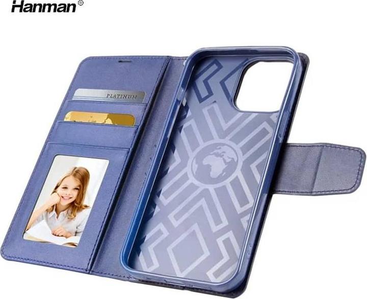 Actual product image Hanman Apple iPhone 11 Pro - Mill Flip Case with 3 card slots, dark blue (Apple iPhone 11 Pro)