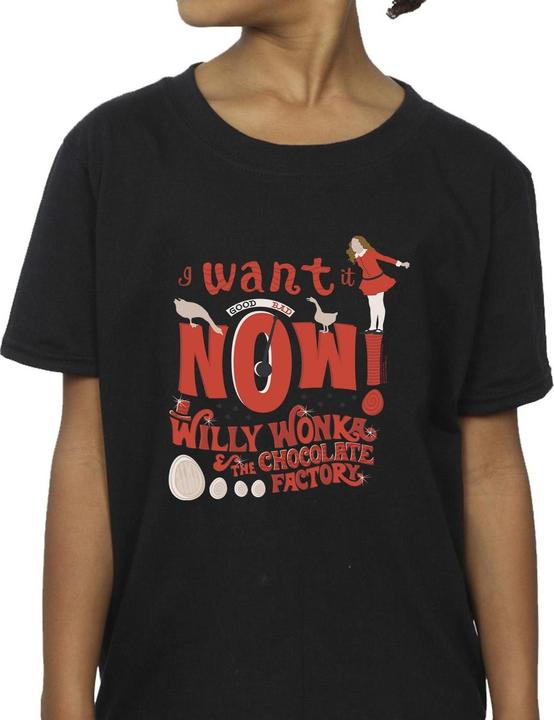 Actual product image Willy Wonka & the Chocolate Factory Girls Verruca Salt I Want It Now Cotton T-Shirt (128)