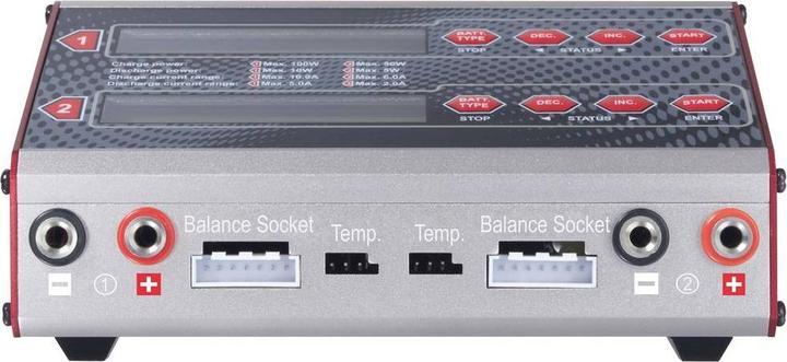 Actual product image Reely V-Charge 100 Duo model making multifunction charger 12 V, 230 V 10 A