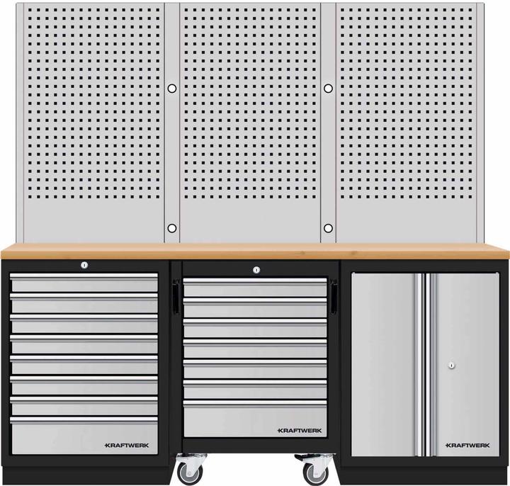 Kraftwerk Mobilio 3er combination perforated wall and workshop trolley (48.80 cm, 200 cm)