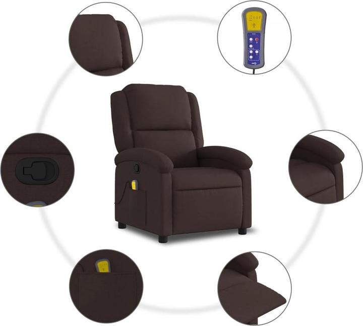 Image du produit VidaXL Fauteuil de massage tissu marron foncé,Couleur : marron foncé,Matériaux