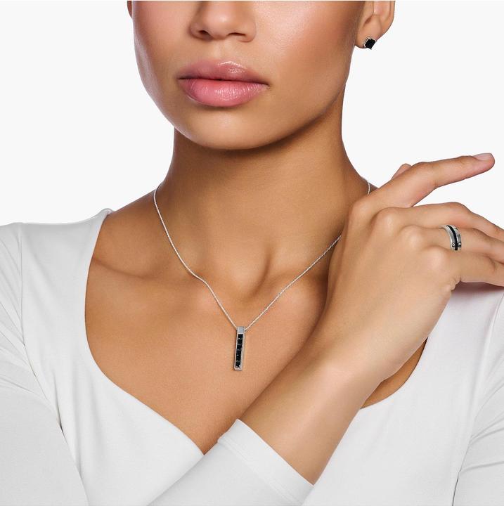 Produktbild Thomas Sabo Kette schwarze Steine silber (925er Silber, 40 - 45 cm)