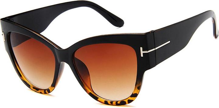 Produktbild Techsuit - Sunglasses (9778) - for Women with PC Frame and Lens, Cat Eye - Black / Leopard / Brown