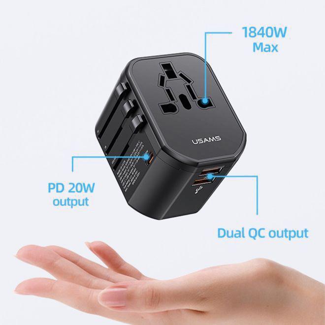 Actual product image Usams T59 Travel Charger with 20W Dual USB-A + Type-C