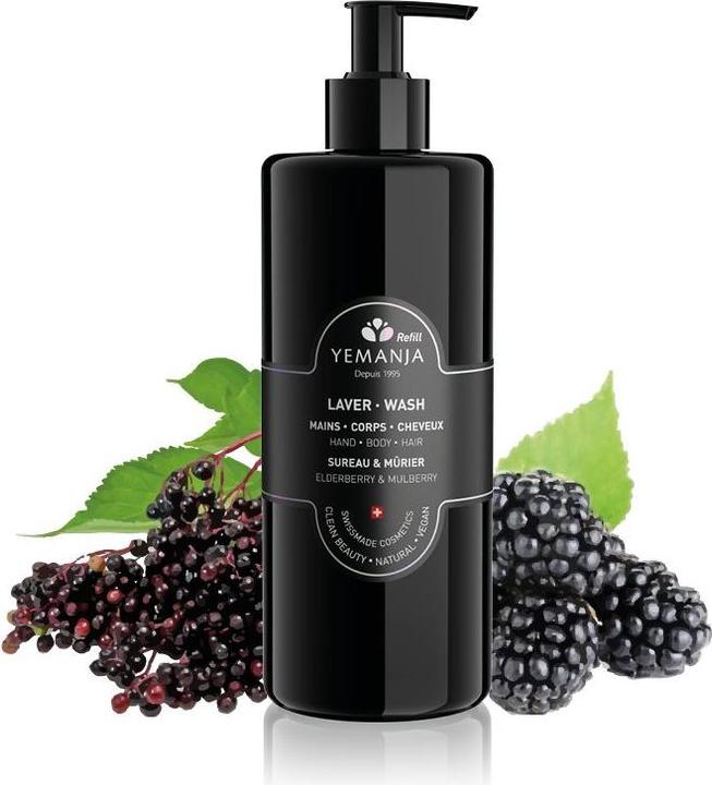 Image du produit Yemanja laver sureau & mûrier liq (500 ml, Shampoing liquide)
