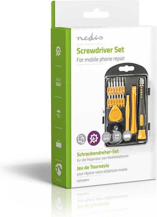 Immagine prodotto Nedis Set di riparazione per telefono/tablet | 17-in-1 | PC / Smartphone / Tablet (17 pezzi)