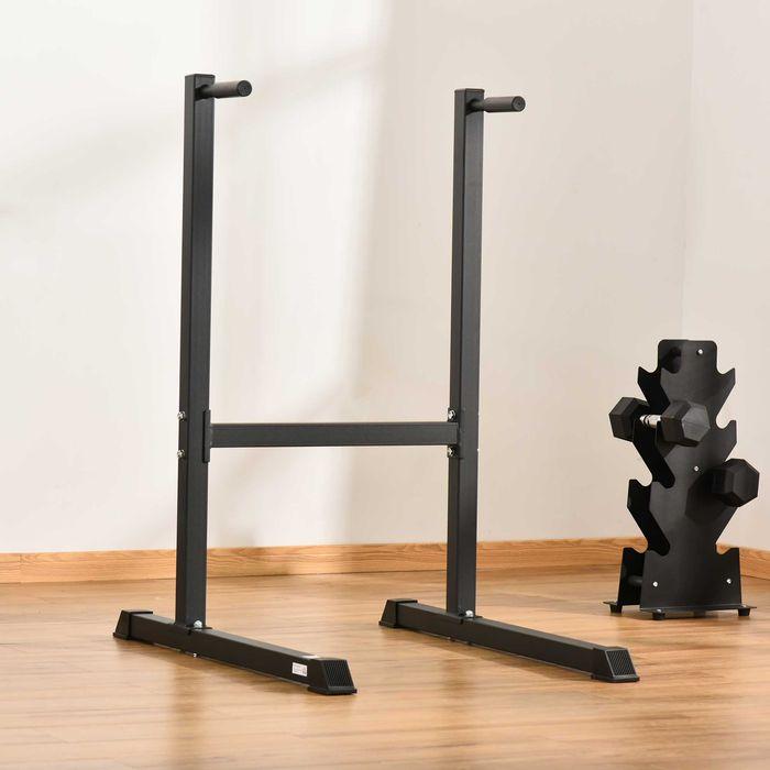 Image du produit Swisshandel24 Station de dips Support de dips Barres abdominales Exercices pour le dos Acier noir 104 x 70,5