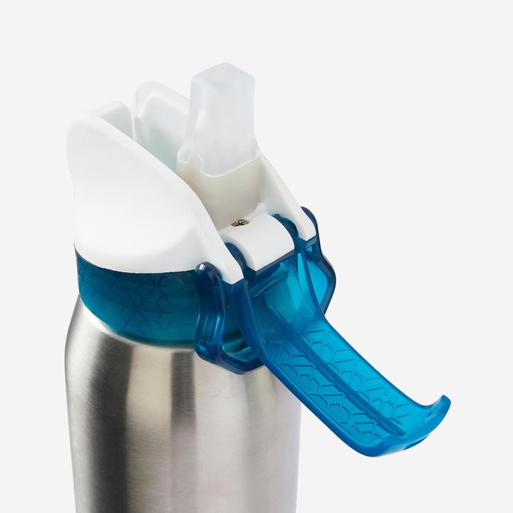 Produktbild Btwin Fahrrad-Trinkflasche Edelstahl mit Trinkhalm Kinder 3–6 Jahre 350 ml blau (0.35 l)