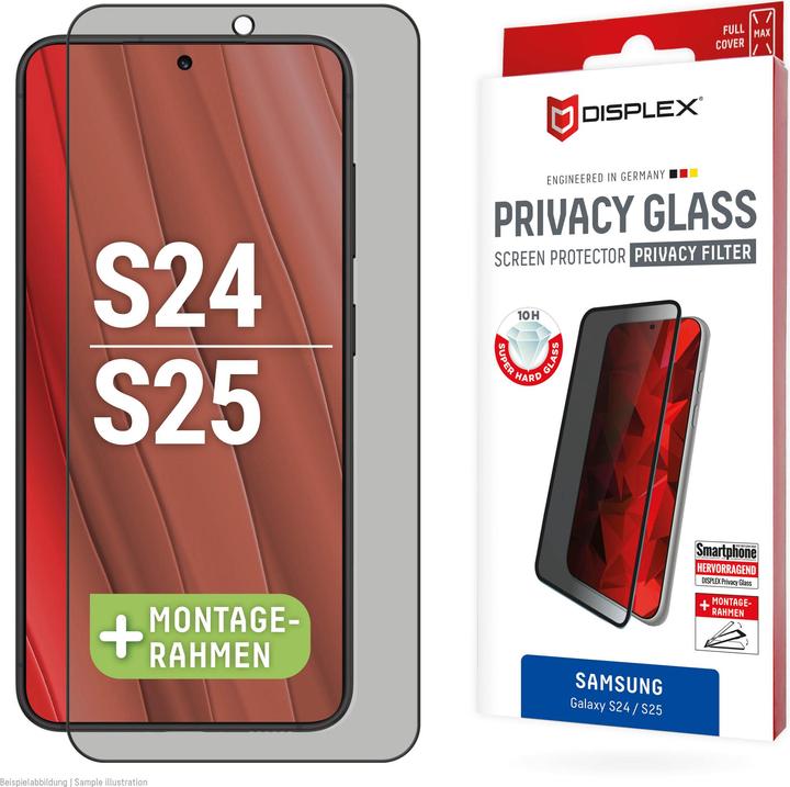 Displex Real Glass, Privacy Full Cover Panzerglas (1 Stück, Samsung Galaxy S24, Samsung Galaxy S25)