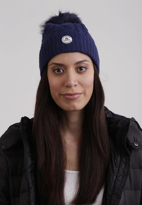 Produktbild Cash-Mere Kaschmir Mütze mit Zopfmuster und Bommel (One Size)
