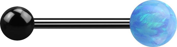 Produktbild Star Piercing Micro Barbell schwarz mit Kugel und Kugel Opal hellblau (Chirurgenstahl 316L, ohne Messing)