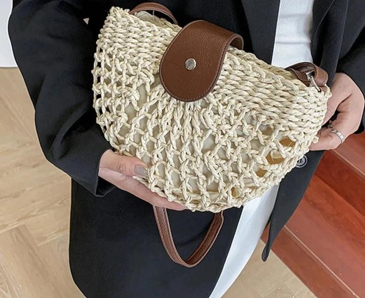 Actual product image Only-Bags.Store Summer Straw Ba Fashion Half Circle Bags Rattan Handmade Messenger Handbag Travel Beach Bags Tote