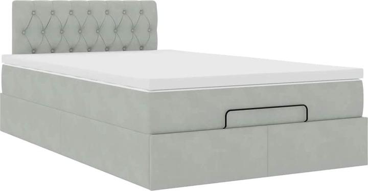 Produktbild VidaXL Ottoman-Bett mit Matratze Hellgrau 120x190 cm Samt (120 x 200 cm)