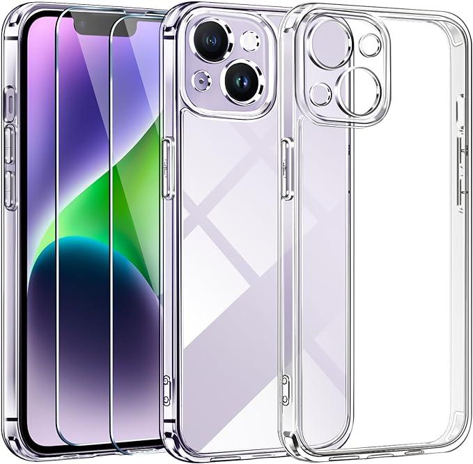 Produktbild Ivoler Set 3 in 1 Hülle für iPhone 14 6.1 Zoll - 1 Handyhülle mit 2 Stück Panzer Schutz Glas -Anti V (Apple iPhone 14)