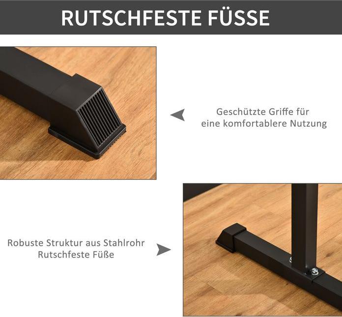 Image du produit Swisshandel24 Station de dips Support de dips Barres abdominales Exercices pour le dos Acier noir 104 x 70,5