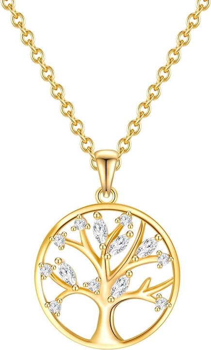 Rafaela Donata Damen Baum des Lebens Sterling Silber Zirkonia Gelbgold 40,0 cm Basiskette + 5,0 cm Verlängerung - 3 (Sterling Silber, 40 - 45 cm)