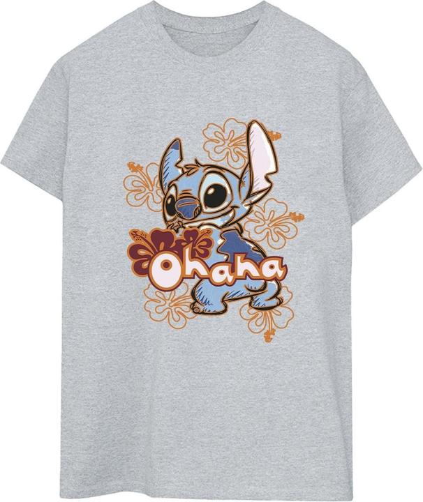 Immagine prodotto Disney Lilo And Stitch Ohana Orange Hibiscus Maglietta Ampia Donna (S)