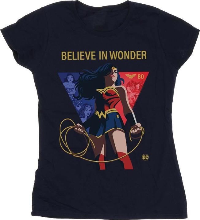 Actual product image Womens/Ladies Wonder Woman 80th Anniversary Believe In Wonder Pose Cotton T-Shirt (XL)