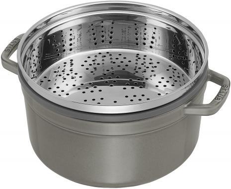 Actual product image Staub Cocotte with steamer insert (26 cm, Casserole + Stewpot, Cast iron, Enamel, Stainless steel)