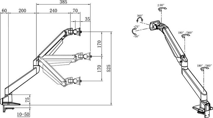 Image du produit Multibrackets M Gas Lift pour 49" Samsung G9 (Tables, 49")