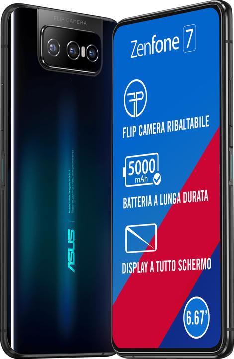 Produktbild ASUS Zenfone 7 (128 GB, Aurora Black, 6.67", Dual SIM, 64 Mpx, 5G)