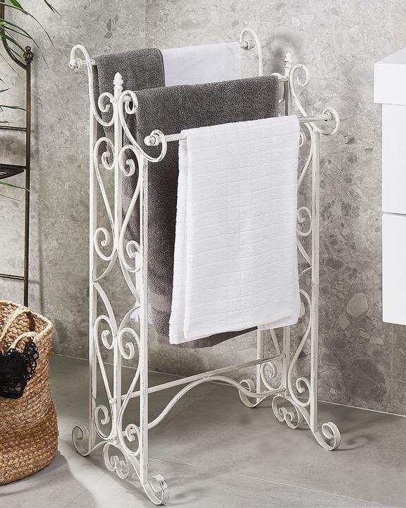 Image du produit Beliani Porte-serviettes aspect antique blanc 49 x 91 cm sur pied 3 bras CHILLAN