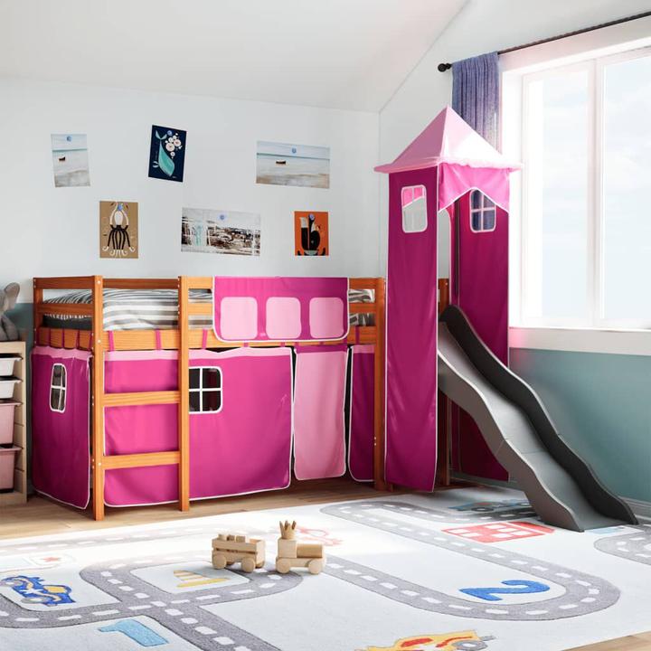 Image du produit VidaXL Lit superposé pour enfant avec tour Rose (90 x 200 cm)