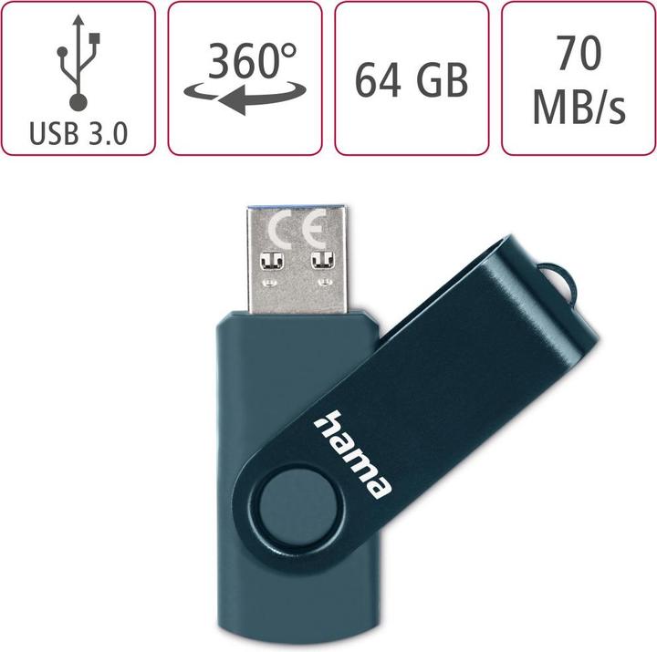 Produktbild Hama Rotate (64 GB, USB 3.0, USB-A)