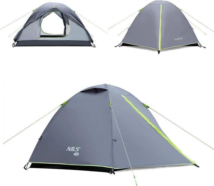 Immagine prodotto Nils Nc6004 Tenda Da Campeggio Explorer Camp Grigio (2.40 kg, 3 persone)