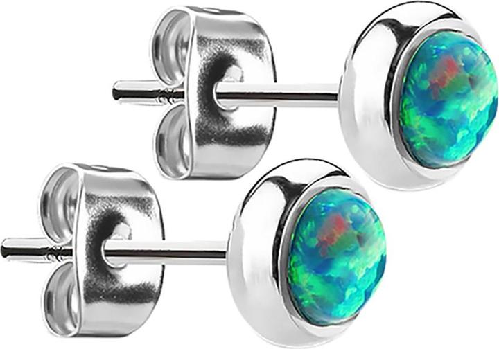 Produktbild Star Piercing Ohrstecker silber mit Opal grün (Chirurgenstahl 316L, ohne Messing)