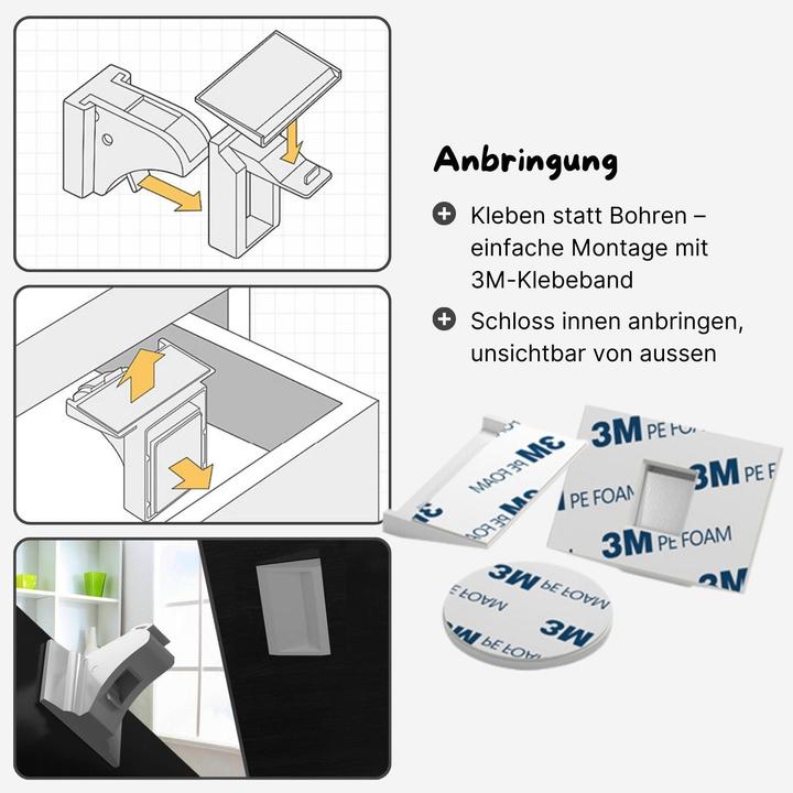 Image du produit Hermex Magnetisches Sicherheitsschloss-Set Schranksicherung Schrankschloss Kindersicherung