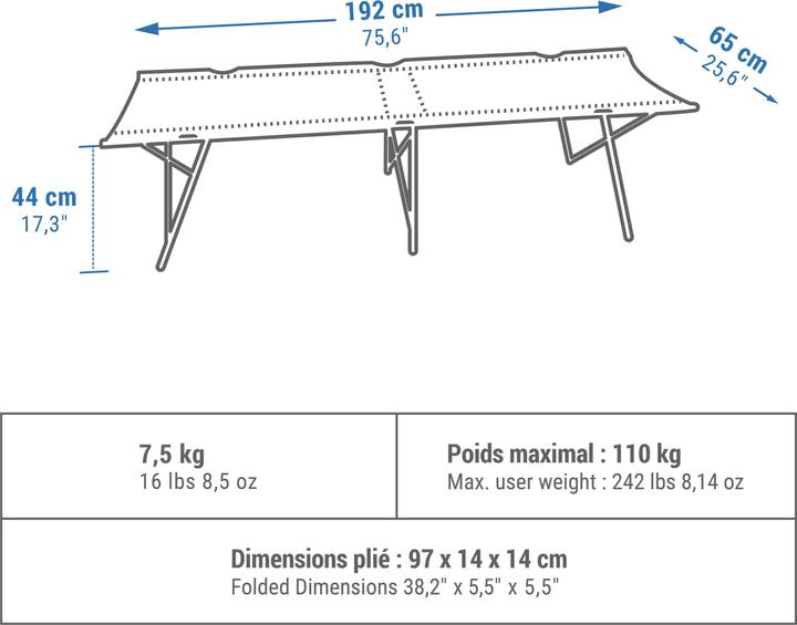 Actual product image Quechua Camp Bed Second