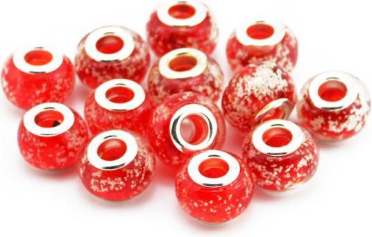 Produktbild Hermex Glas Bead Perle versilbert 925 - Rot (Silber 925, Glas)