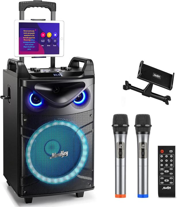 Immagine prodotto MouKey Karaoke Maschine MTs12-1 mit zwei Mikrofonen (1x 200 W)