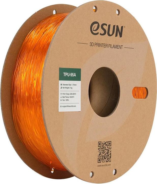 Actual product image eSUN eTPU-95A 1.75mm Tr. Orange 1kg 3D Filament (TPU, 1.75 mm, 1000 g, Orange)
