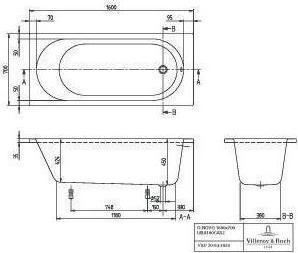 Actual product image Villeroy & Boch V&B Whirlpool System O.NOVO w BW R-corner 160x70 Tech. Pos 2 we (125 l, 160 cm, 70 cm)