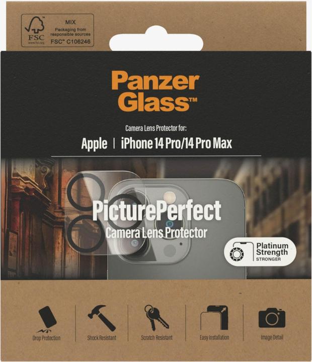 Actual product image PanzerGlass Camera Protector iP 6.1/6.7 inch Pro 2022 (1 Piece, Apple iPhone 14 Pro, Apple iPhone 14 Pro Max)