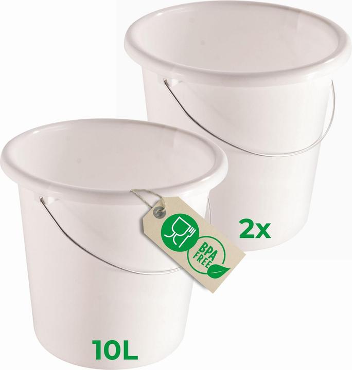 Immagine prodotto Novaliv 2 Stück Eimer 10L Weiss mit Masseinteilung - Putzeimer 10 Liter? 28,5 cm Praktischer Allround (2 pz.)