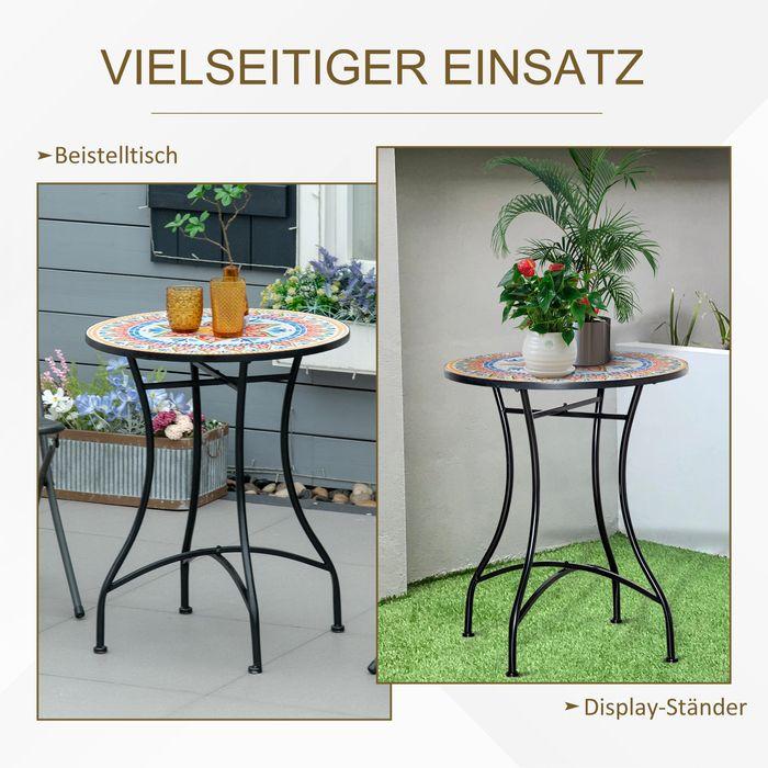 Actual product image Swisshandel24 Garden table mosaic table round bistro table side table with mosaic top ceramic metal red+blue+white