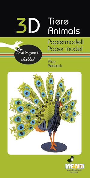 Fridolin 3-D paper model peacock