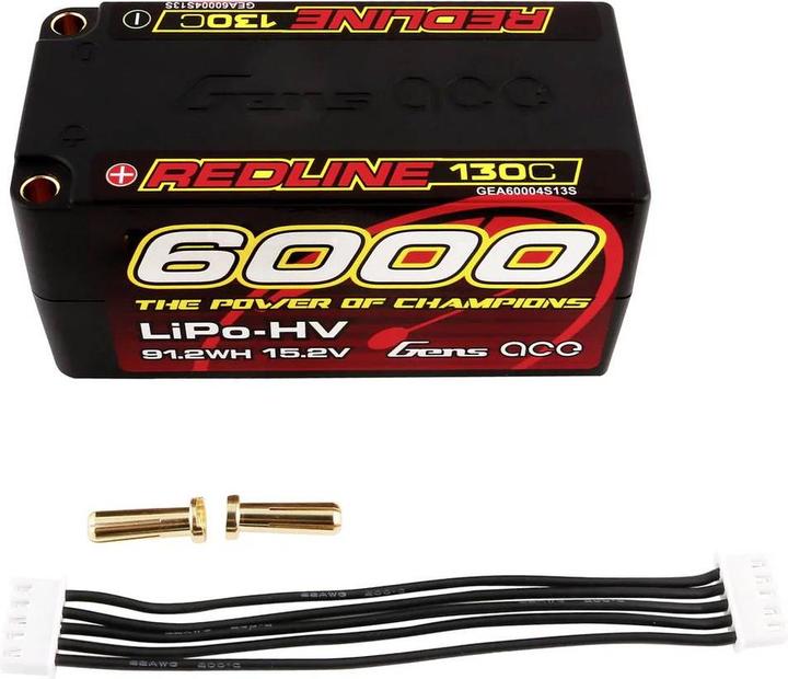 Produktbild Gens Ace Redline Series 6000mAh 15.2V 130C 4S2P HardCase 69 HV LiPo Battery (15.20 V, 6000 mAh)