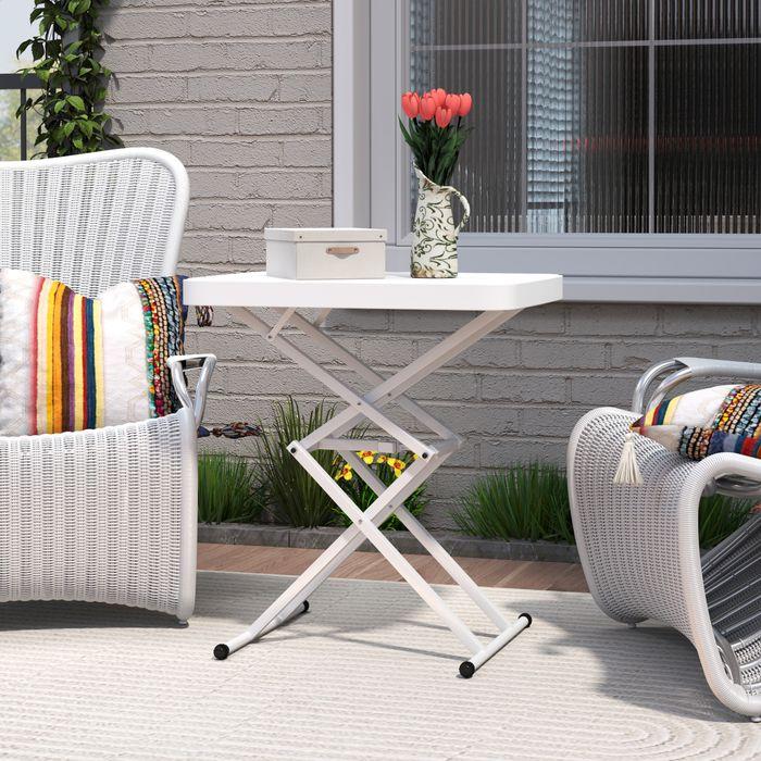 Immagine prodotto Swisshandel24 Beistelltisch Gartentisch höhenverstellbar, Kunststoff, bis 50kg belastbar, 65x45x70H cmWeiss