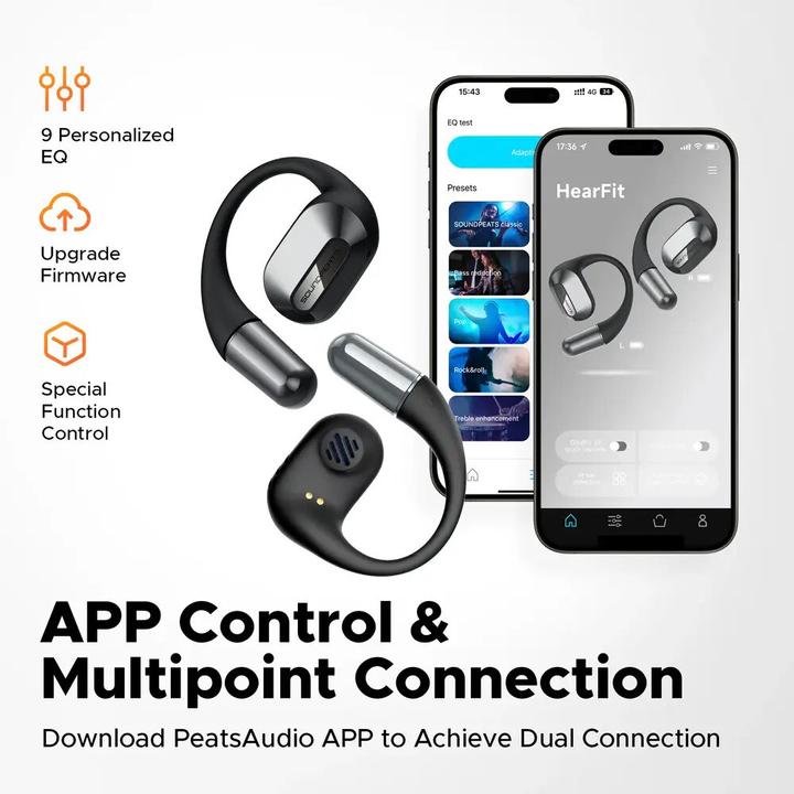 Immagine prodotto Soundpeats Cuffie wireless HearFit (nero) (22 h, Senza fili)