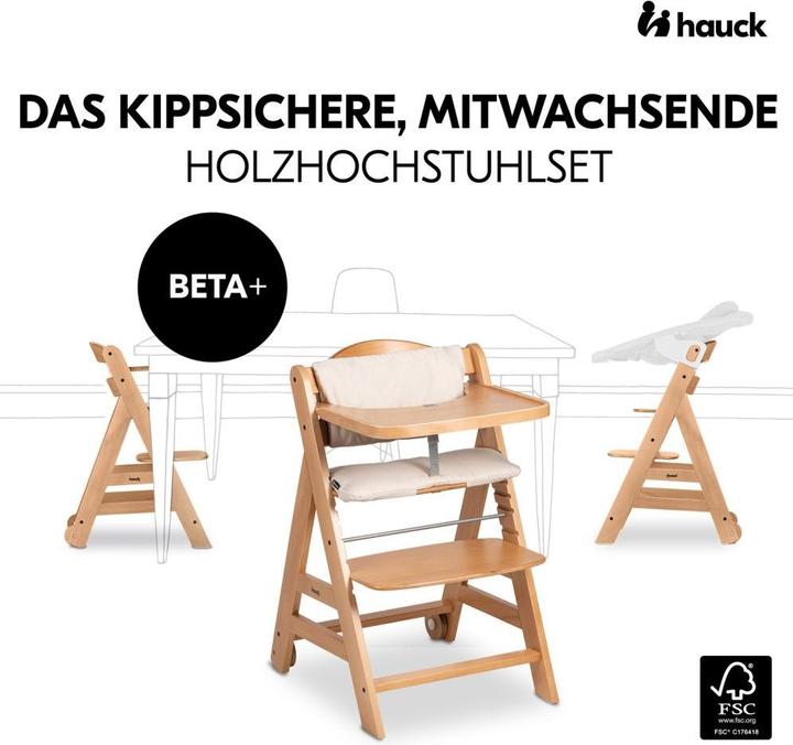 Image du produit Hauck Chaises hautes Beta Plus Natural 5-pièces Newborn Set - Chaise haute + (Chaise haute)