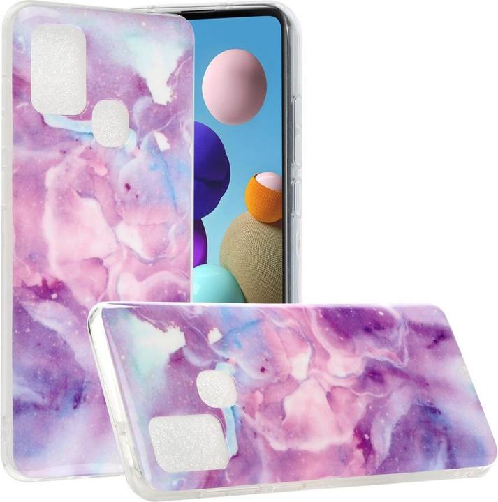 Actual product image Cover-Discount Galaxy A21s - Soft Silicone Rubber Case pink Marble (Samsung Galaxy A21s)