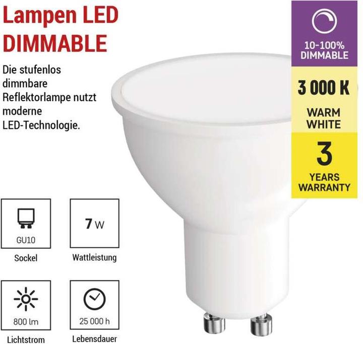 Produktbild Emos LED Lampe Classic (GU10, 7 W, 800 lm, 1 x, E)
