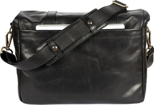 Actual product image Bronkey Roma Leder-Messenger-Tasche, schwarz (Camera shoulder bag)